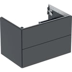 Mueble bajo Geberit serie ONE para lavabo, con dos cajones: Ancho de lavabo=75cm, Negro, Cubierto mate